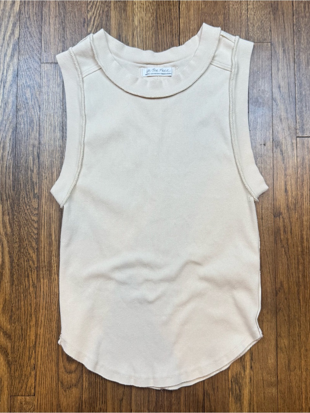 Free People Medium Cream Ribbed Muscle Tank